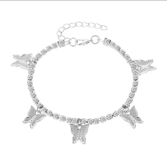 Cubic Zircon SilverButterfly Anklet/Bracelet - Picture 2 of 7